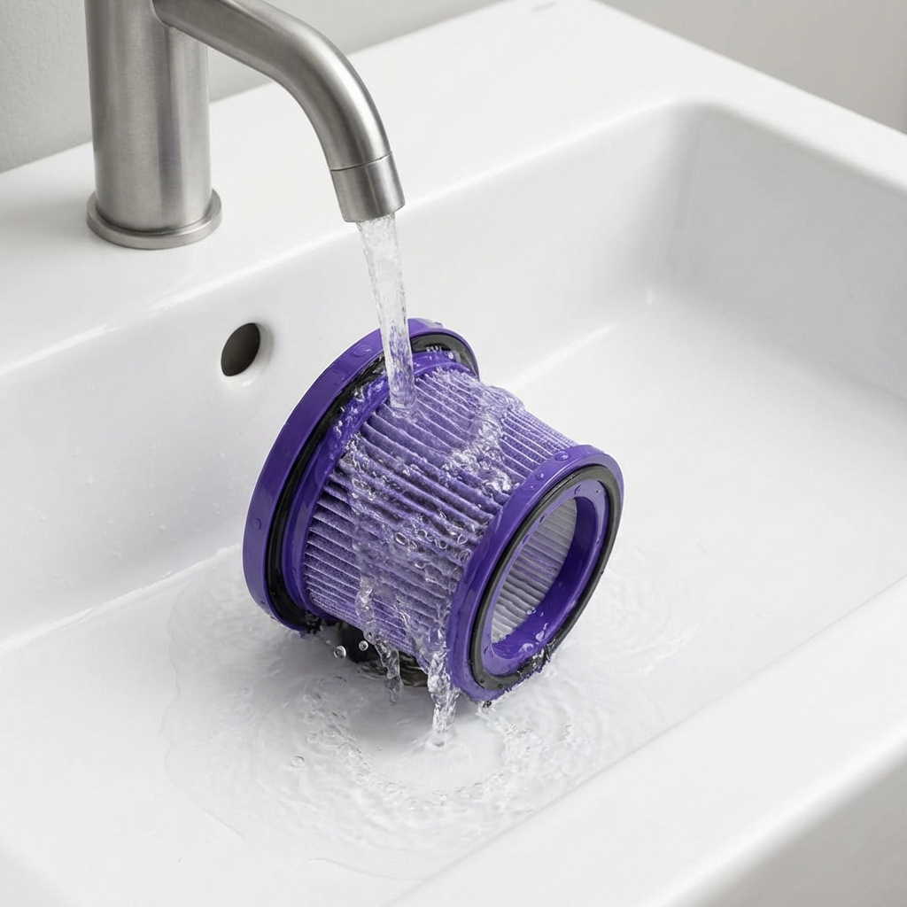 Removing the purple filter from the back of a Dyson V11