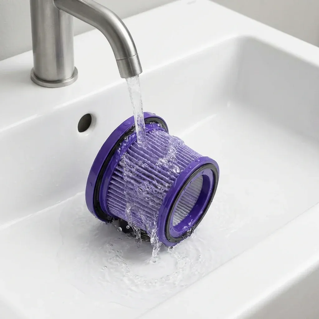 Removing the purple filter from the back of a Dyson V11